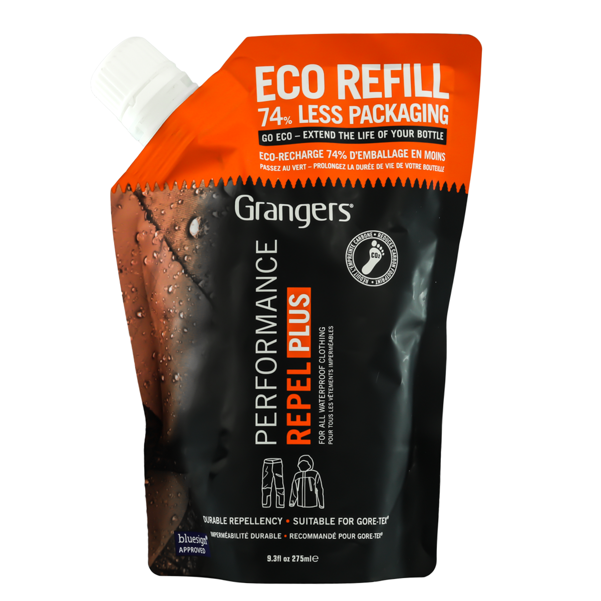 Grangers Performance Repel Plus Eco Refill navulzak 275 ml, PFAS-vrij impregneermiddel